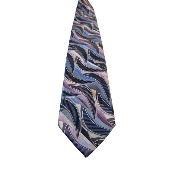 CONCEPTS by Claiborne Men's Silk Necktie Blue Multi Geometric 100% Silk Abstract - Picture 1 of 12